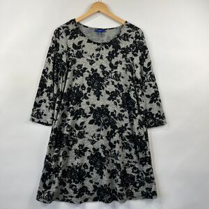 APT.9 Floral Velvet-Texture Dress Roll-Tab Sleeve Comfortable Stretch